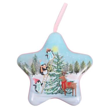 Imagem de Operitacx Latas de Biscoitos de Estrela de Natal Com Tampas, Recipientes de Biscoitos de Natal de Folha de Flandres, Caixa de Armazenamento Com Alça para Pendurar para Doces de Natal Presentes de