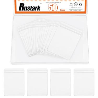 Imagem de Rustark 50 sacos de celofane autovedantes 7 x 10 cm/2,76 x 3,94 polegadas, sacos transparentes para biscoitos e doces, bolsa de mangas autoadesivas, saco de guloseimas de alimentos e violoncelo para