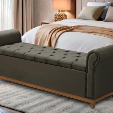 Imagem de Baú Recamier Cama Box Quarto Madeira Estofado Grécia Casal - D'Julia, 
