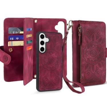 Imagem de Harryshell Compatível com Samsung Galaxy S25 Carteira Magnética Destacável Carregamento Sem Fio [Bloqueio de Escaneamento de Roubo] Compartimentos para Cartões, Bolso com Zíper para Dinheiro Alça de