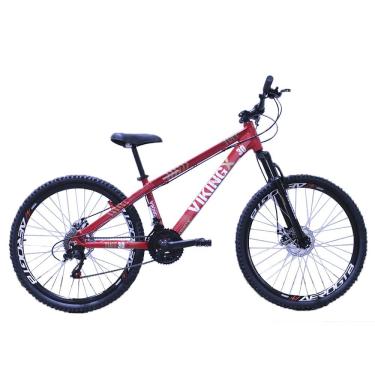 Imagem de Bicicleta Vikingx Aro 26 Câmbios Importado 21v Aro Slide Vermelho Neon Com Capacete