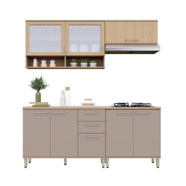 Imagem de Cozinha Compacta 100% Mdf 4 Pçs 200cm Duna Freijó/Cinammon