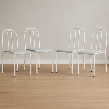 Imagem de Conjunto 4 Cadeiras para Cozinha e Sala de Jantar Branco/Cinza