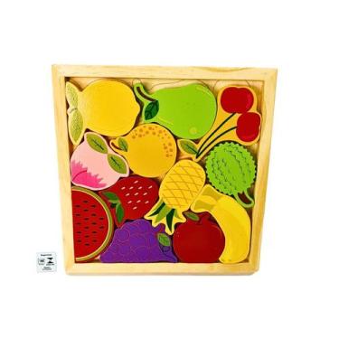 Imagem de Colecione e Encaixe MDF Frutas Toymix Brinquedo Infantil de Encaixar e