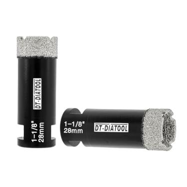 Imagem de Brocas de diamante DT-DIATOOL para tijolos de pedra de granito de mármore, Preto, 28mm(1-1/8",2-Pack)