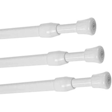 Imagem de Pacote com 3 varões de cortina de tensão para armário de janela, branco, extensível, ajustável, de 39,9 a 71 cm, hastes de tensão de mola curtas para bares de banheiro, guarda-roupas, projetos