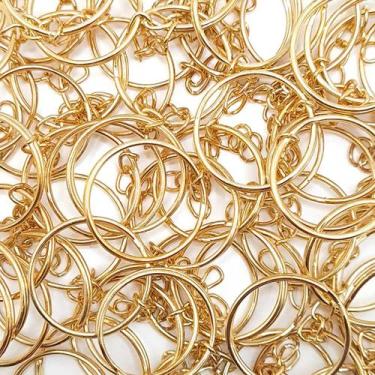 Imagem de Argola Chaveiro Metal Dourado 25mm 10pçs com Corrente 15g - Macall