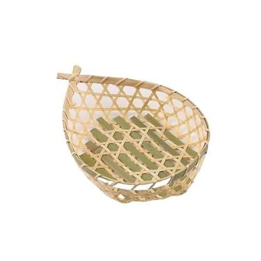 Imagem de Cestas de armazenamento de bambu trançado à mão, organizador decorativo para casa, frutas e lanches(Natural fishtail basket)