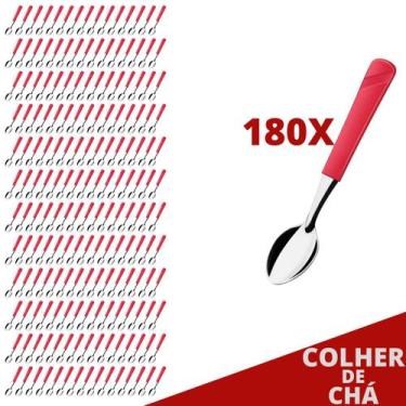 Imagem de Jogo 180 Colheres de Chá Vermelho Luna Plástico e Inox - Taumer, Luna