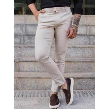 Imagem de Calça Alfaiataria Masculina Skinny Sarja Premium Elegante Moderna Conf