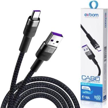 Imagem de Cabo Type-C 2.4A Turbo 1 Metro Alumínio Dados e Carregamento Exbom - C
