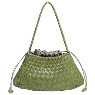 Imagem de Bolsas Hobo de Tecido para Mulheres, Bolsa de Camurça, Moderna, Balde, Bolsa de Ombro nas axilas, Bolsa Vintage Retrô Clutch, Verde Matcha, One Size