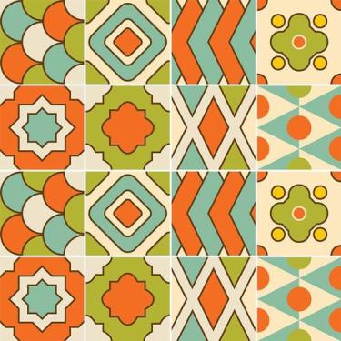 Imagem de Adesivo de Azulejo - Ladrilho Hidráulico - 15cm x 15cm - 16un - 357Azm