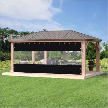 Imagem de Cortina De Pérgola Ao Ar Livre Cortina De Partição De 0,5 Mm Lonas Transparentes à Prova De Chuva à Prova De Poeira Para Pérgola, Varanda, Gazebo, Cabana, Clear+black, 4.60x2.50m