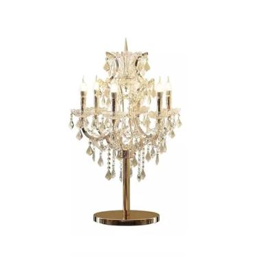 Imagem de Luminárias de cabeceira Candeeiro de mesa cristal cabeceira botão controle lâmpada ouro sala estar quarto estudo lustre Luminárias de mesa