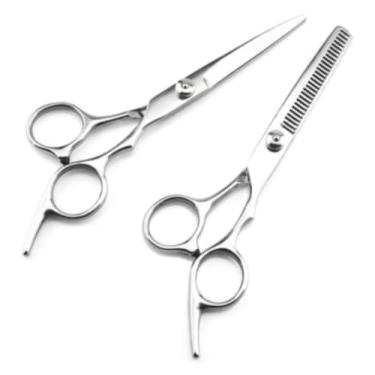 Imagem de Tesoura Profissional de Cabelo em Aço Inoxidável, Lâminas Dentadas, Prata