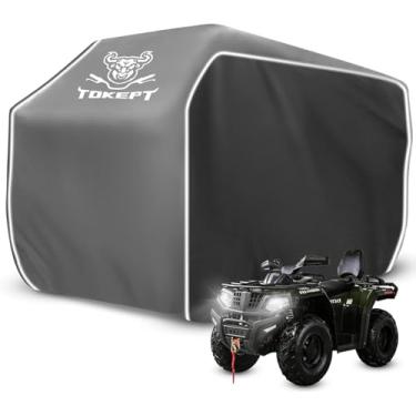 Imagem de Tokept Capa para quadriciclo impermeável, capa de 4 rodas resistente 57 polegadas proteção contra todos os climas à prova de vento Quad Cover, para Polaris Can am Kawasaki Honda Yamaha Suzuki (M),