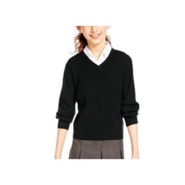 Imagem de Suéter feminino com decote em V azul marinho - Tamanhos (12, 14, 16) -