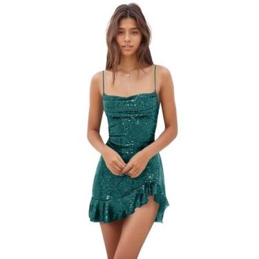 Imagem de Vestido de boas-vindas EEMEII Sequin Mermaid Teal Ruffles tamanho 16