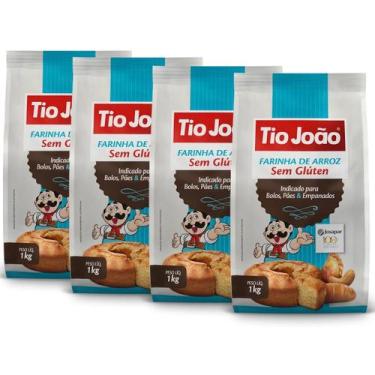 Imagem de Kit 4 Farinha de Arroz Tio João Sem Glúten 1kg