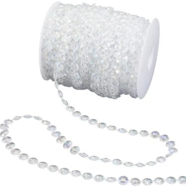 Imagem de SOFPLATE Lustre de 98,43 metros Corrente de Cristal Acabamento de Costura Diamante 10 mm Borboleta ABS Brilho Plástico Gema Facetada Strass Prisma Fitas Penduradas Acessórios para Roupas de Festa de