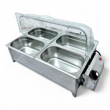 Imagem de Rechaud Elétrico 750W 4 Cubas Inox Tampa Acrílico - Ipe Cozinhas