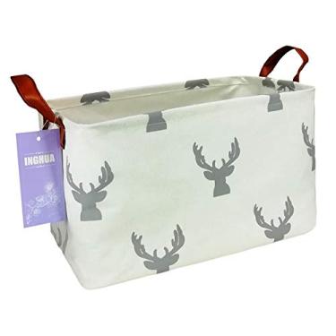 Imagem de Inghua — Organizador de cesta de armazenamento retangular para brinquedos, livros, roupas, presentes, animais de estimação — perfeito para casa, escritório, berçário, dormitório, prateleira, Deer