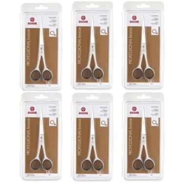 Imagem de Kit 6 Tesouras de Cabelo Mundial Aço Inox Silver Fio Navalha