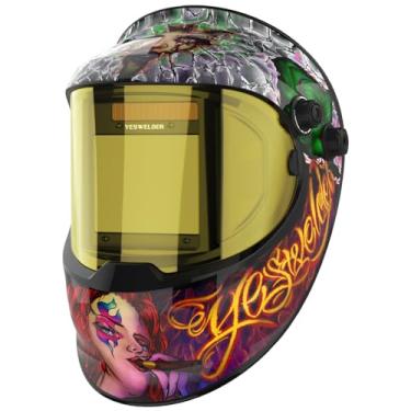 Imagem de YESWELDER Capacete de soldagem prata escurecimento automático alimentado por energia solar com visão lateral, sensor de 4 arcos, máscara de soldagem 4/5-9/9-13 para plasma de moagem TIG MIG ARC