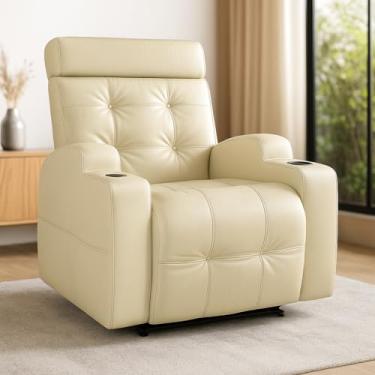 Imagem de Poltrona Do Papai Reclinável Automática Com Usb e Porta Copos Cherokee (Corino Creme)