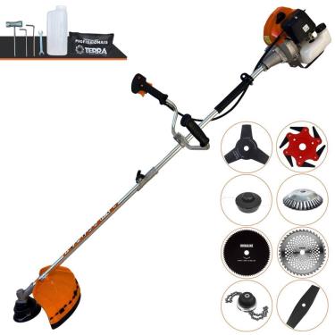 Imagem de Cortador de Grama Terra GRHB430 Bi-Partida 43cc 1,7HP Com Carretel + Facas 2 Pontas, 3 Pontas, 6 Pontas, 40 Dentes Vídea, 80 Dentes, Trimmer e Escova