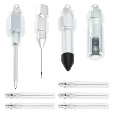 Imagem de Kit de 9 bicos de agulha de pistola de graxa, incluindo 5 bocais de ponta de agulha de graxa, 1 dispensador de agulha de graxa, 1 adaptador de borracha, acessórios de ferramenta de injetor de encaixe