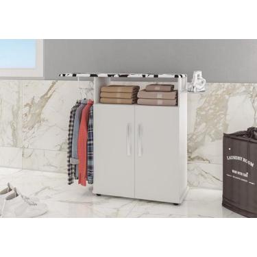 Imagem de Tábua de Passar Roupa com Armário 2 Portas Prateleira Suporte Para Fer