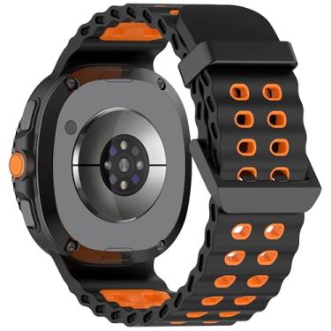 Imagem de Pulseira De Silicone Esportiva Marca 123smart Para Galaxy Watch 8 40mm 44mm Classic 46mm Sm-l320 L325 Sm-l330 L335 Lte Sm-l500 L505 Lte (Preto com laranja)