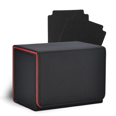 Imagem de Zettokete MTG Deck Box com 2 divisórias, caixa de baralho Commander de grande capacidade para mais de 80 cartões de manga dupla, capa de cartão de couro PU compatível com Magic Commander YuGiOh TCG