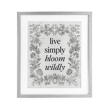 Imagem de Stupell Industries Impressão emoldurada cinza com borda vintage Bloom Wildly, design por Lettered and Lined, 40 x 33 cm