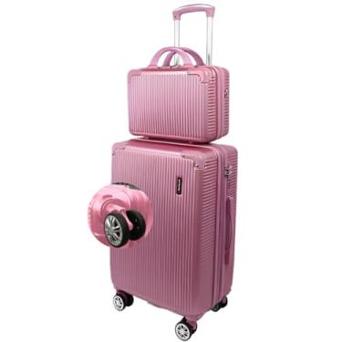 Imagem de Mala de Bordo 10kg com Frasqueira Bagagem de Mão Expansivel Aprovada ANAC com 4 Rodas duplas 360° Cadeado AntiFurto TSA Mala de Viagem Alça Lateral com Divisória, Leve Resistente (Rosê)