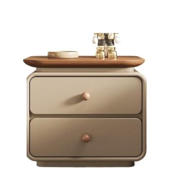 Imagem de Mesa de cabeceira com fita cáqui, mesa de cabeceira para quarto, mesa de cabeceira com gaveta dupla, armário de armazenamento, mesa de cabeceira (XS)