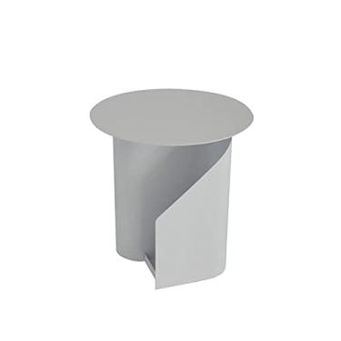 Imagem de Mesa de centro de design simples, mesa de centro redonda de ferro forjado, mesa de armazenamento, mesa lateral industrial de chá, usada no quarto, sala de estar, sala de jantar, mesa de coquetel, mesa