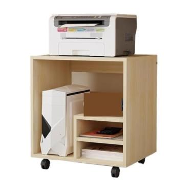 Imagem de URGDWEKJY Suporte de impressora doméstico móvel para computador mainframe rack de armazenamento de escritório com polia rack de impressora suporte de impressora
