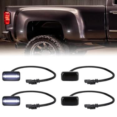 Imagem de FetonAuto Luzes de LED brancas duplamente para-choque para leito de roda traseira para Chevy Silverado GMC Sierra 2500 3500 HD 2015-2025 indicadores de caminhão, lente fumê 4 peças