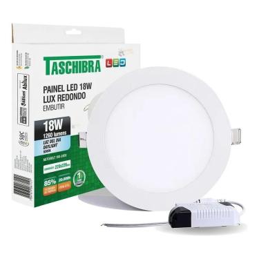 Imagem de 2X Painel Plafon Led Embutir Redondo 18W 6500K Taschibra E