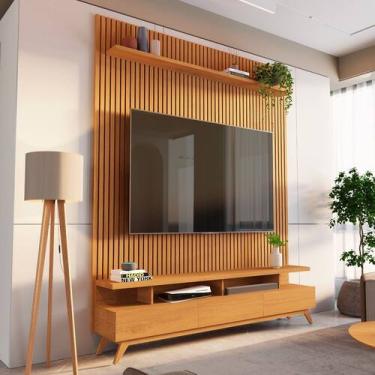 Imagem de Rack com Painel Ripado para Tv até 72 Polegadas 185x250cm 100% Mdf Yuc
