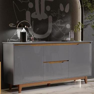 Imagem de Aparador Buffet Flow 2 portas 2 Gavetas Pés Madeira Maciça - EJ Móveis