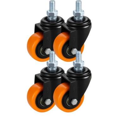 Imagem de Rodízio Giratório com Espiga Parafuso Roda 40 mm  Roda em PVC Laranja 