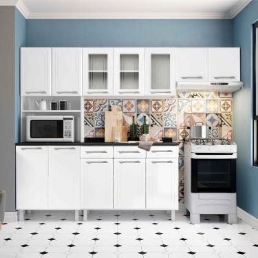 Imagem de Cozinha de Aço Completa com Kit para Micro-ondas 4 Peças Topázio Branco