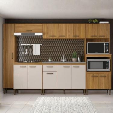 Imagem de Cozinha Compacta 6 Peças 120cm X 200cm Berlim Ipê/Cristalo