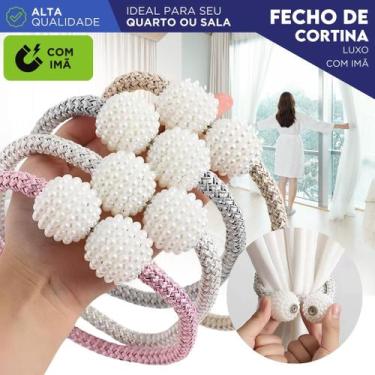 Imagem de Prendedor de Cortina Magnético com Pérolas Luxo Fecho Decorativo com I