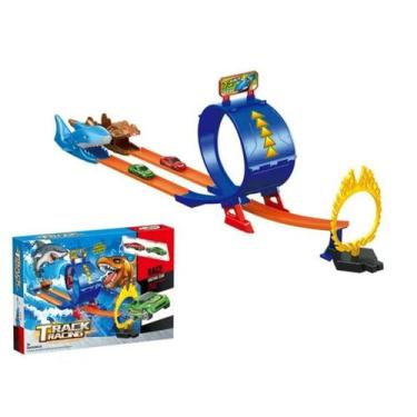 Imagem de Pista de Corrida Infantil Track Racing Dinossauro e Tubarão com 2 Carr