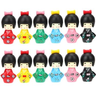 Imagem de DOITOOL 12 Pcs Japanese Kimono Doll Figurines Miniature Collectible Figurines for Home Office Bar Party Table Decoration